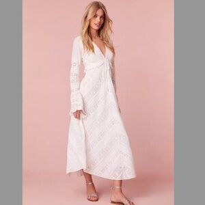 NEW LoveShackFancy Weil Pintucked Lace-Trimmed Cotton Maxi Dress